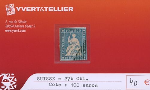 SUISSE - n°27b (oblitéré)