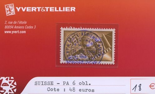 SWITZERLAND - n°PA 6 (cancelled)