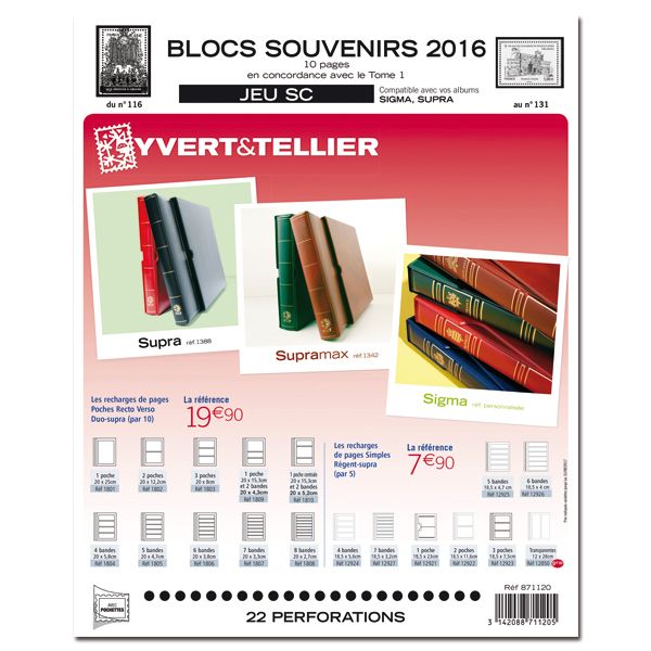 BLOCS SOUVENIRS SC : 2016 (JEUX AVEC POCHETTES)