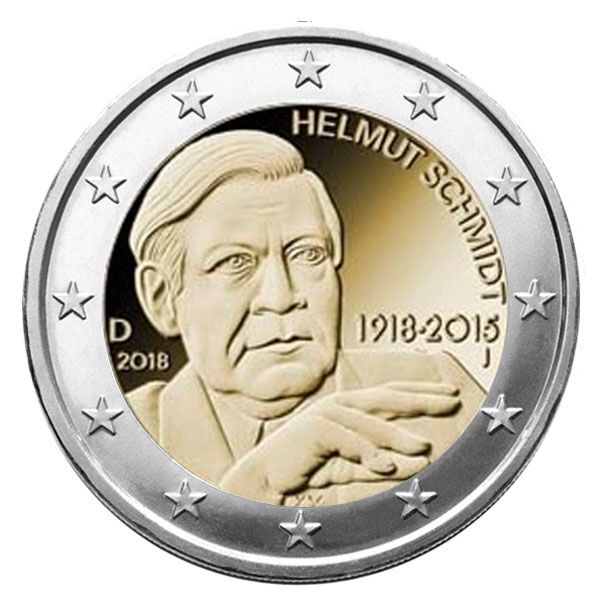 2 EURO COMMEMORATIVE 2018 : ALLEMAGNE (HELMUT SCHMIDT) (5 pièces)