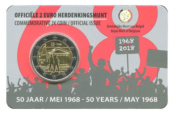 BU : 2 EURO COMMEMORATIVE 2018 : BELGIQUE - 50 ans Mai 68 (Version flamande)