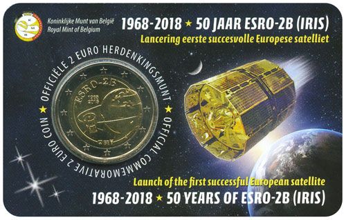 BU : 2 EURO COMMEMORATIVE 2018 : BELGIQUE - 50 ans Satellite Esro (Version flamande)