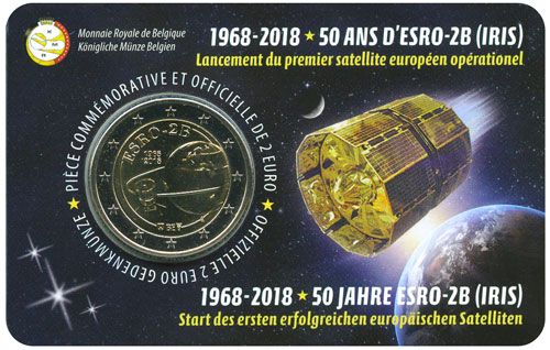 BU : 2 EURO COMMEMORATIVE 2018 : BELGIQUE - 50 ans Satellite Esro (Version francophone)