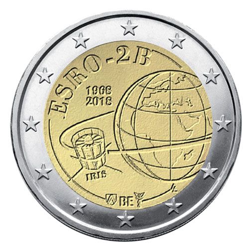 BU : 2 EURO COMMEMORATIVE 2018 : BELGIQUE - 50 ans Satellite Esro (Version francophone)