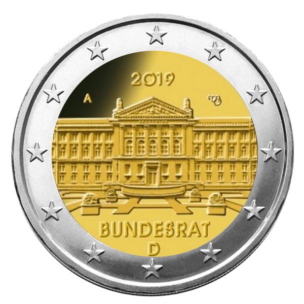 2 EURO COMMEMORATIVE 2019 : ALLEMAGNE (Bundesrat Conseil Fédéral Allemand) - (5 pièces)