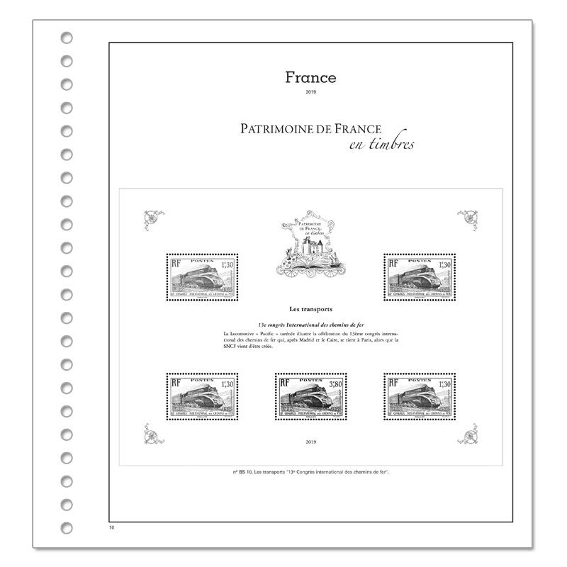 PATRIMOINE DE FRANCE EN TIMBRES SC : 2019 (JEUX AVEC POCHETTES)