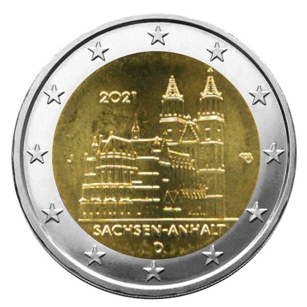 2 EURO COMMEMORATIVE 2021 : ALLEMAGNE - Cathédrale de Sachsen-Anhalt (5 pièces)