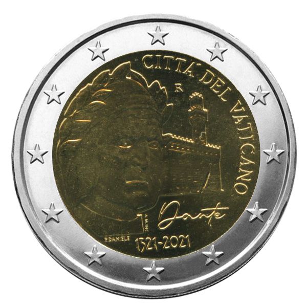 BU : 2 EURO COMMEMORATIVE 2021 : VATICAN (700 ans de la mort de Dante Alighieri)