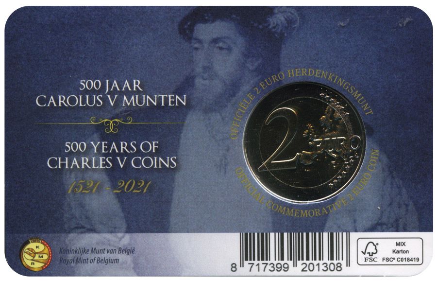 BU : 2 EURO COMMEMORATIVE 2021 : BELGIQUE - Règne de Charles V (Version flamande)