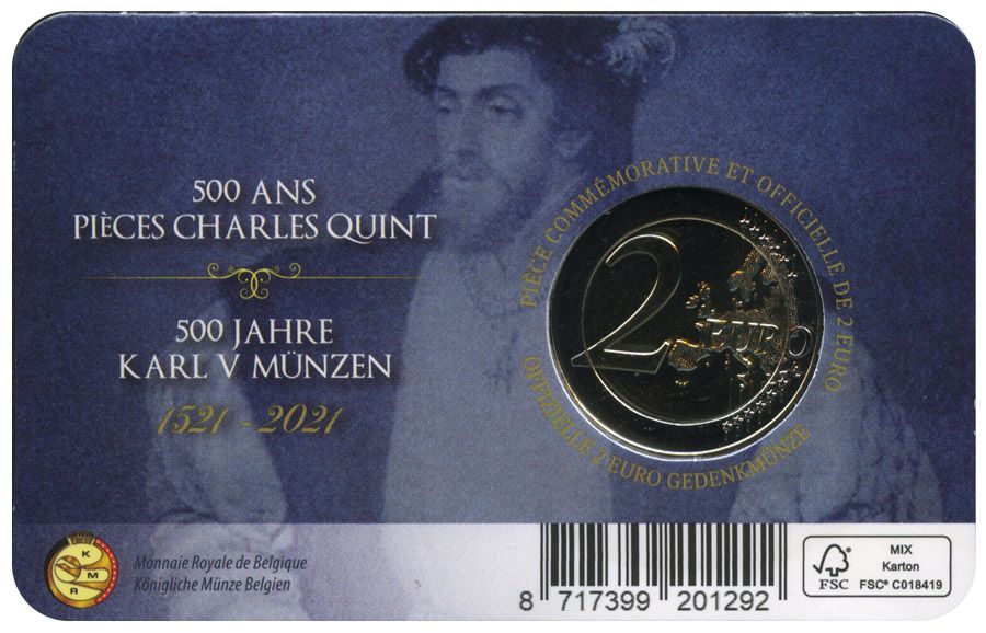 BU : 2 EURO COMMEMORATIVE 2021 : BELGIQUE - Règne de Charles V (Version française)