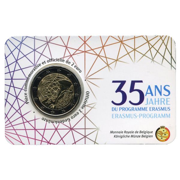 BU : 2 EURO COMMEMORATIVE 2022 COINCARD : BELGIQUE - 35 ANS DU PROGRAMME ERASMUS (Version francophone)