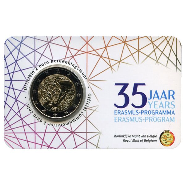 BU : 2 EURO COMMEMORATIVE 2022 COINCARD : BELGIQUE - 35 ANS DU PROGRAMME ERASMUS (Version flamande)