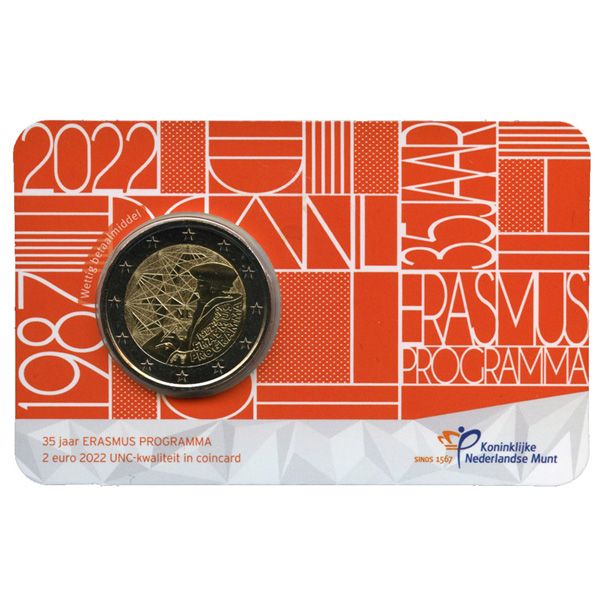 BU : 2 EURO COMMEMORATIVE 2022 COINCARD : PAYS-BAS - 35 ANS DU PROGRAMME ERASMUS