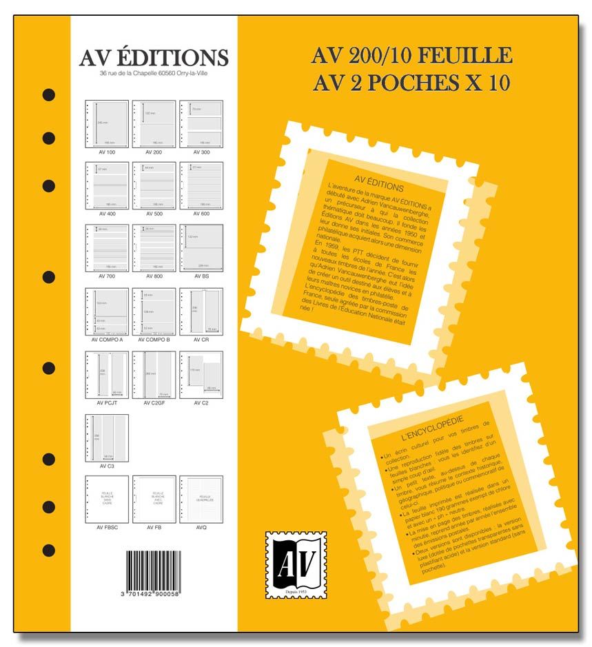 Feuille AV : 2 poches (x10) - AV EDITIONS®