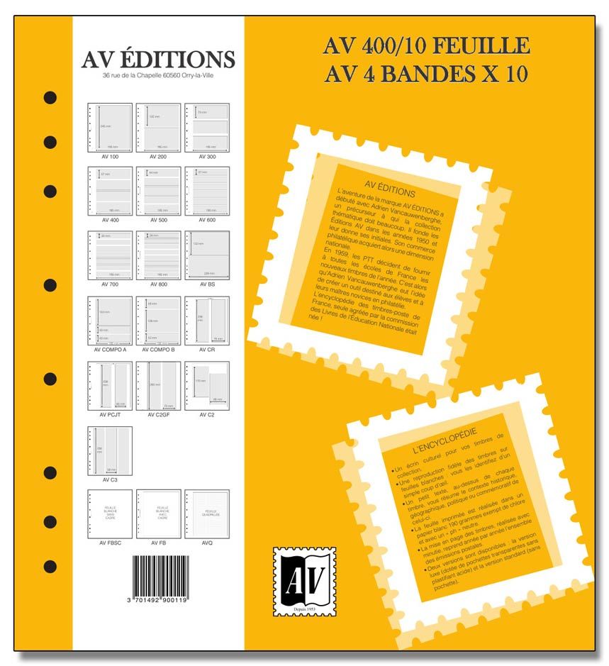 Feuille AV : 4 bandes (x10) - AV EDITIONS®