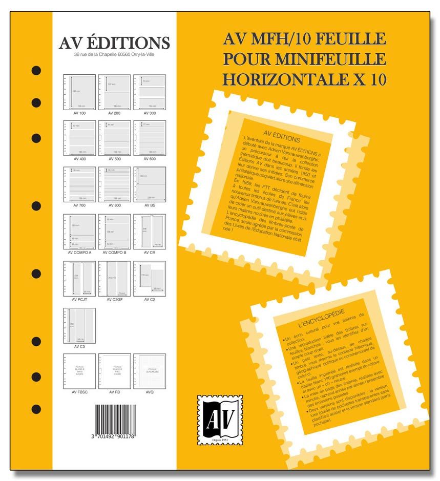 Feuille AV : pour minifeuille horizontale (x10) - AV EDITIONS®