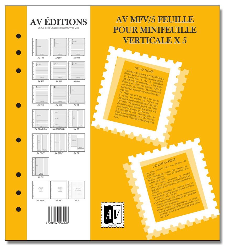 Feuille AV : pour minifeuille verticale (x5) - AV EDITIONS®