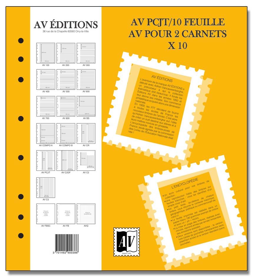 Feuille AV : pour 2 carnets personnages célèbres et journée du timbre (x10) - AV EDITIONS®