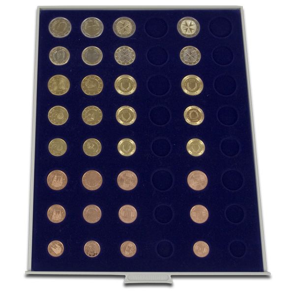 MEDAILLIER : 48 CASES RONDES ( SPECIAL EURO : 1ct à 2€) - Bleu