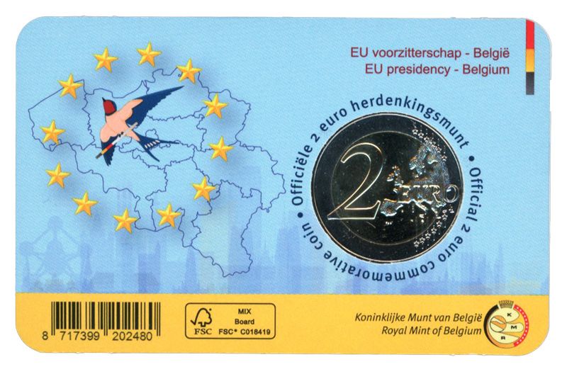 BU : 2 EURO COMMEMORATIVE 2024 COINCARD : BELGIQUE - PRESIDENCE DE L'UNION EUROPEENNE  (Version flamande)