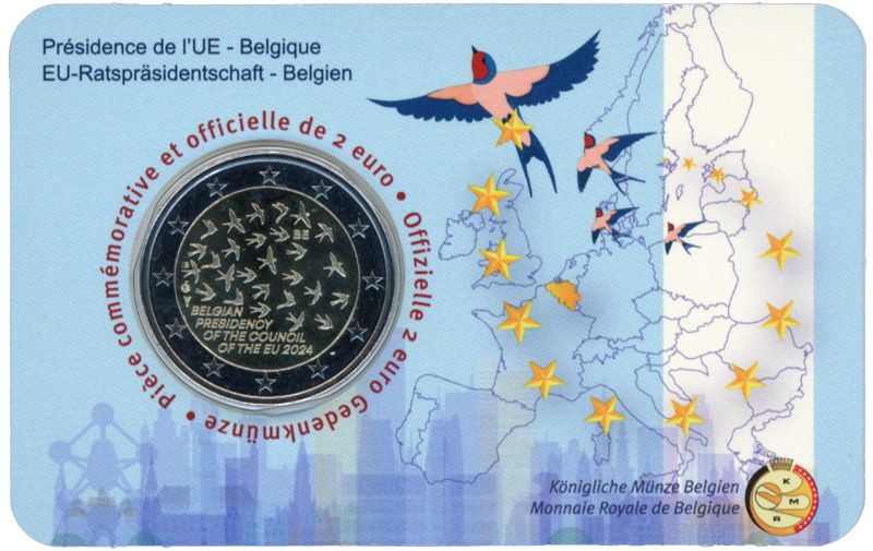 BU : 2 EURO COMMEMORATIVE 2024 COINCARD : BELGIQUE - PRESIDENCE DE L'UNION EUROPEENNE  (Version francophone)