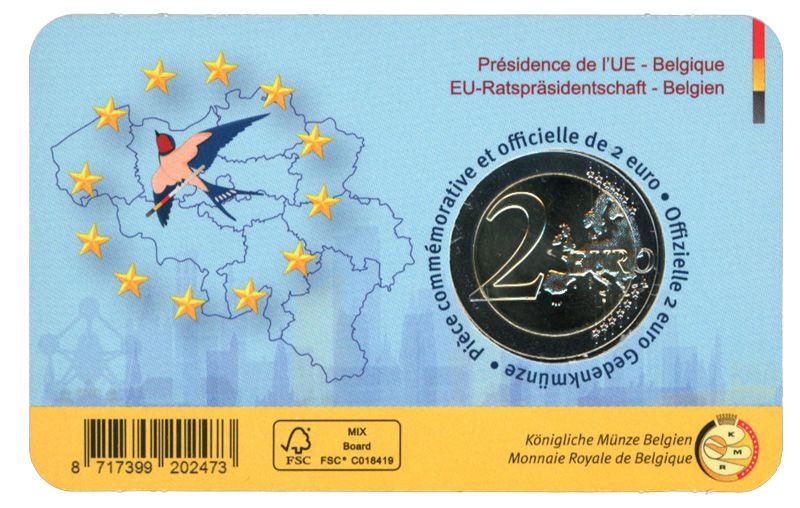 BU : 2 EURO COMMEMORATIVE 2024 COINCARD : BELGIQUE - PRESIDENCE DE L'UNION EUROPEENNE  (Version francophone)