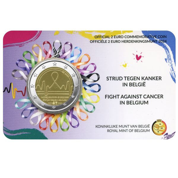 BU : 2 EURO COMMEMORATIVE 2024 COINCARD : BELGIQUE - LUTTE CONTRE LE CANCER  (Version flamande)