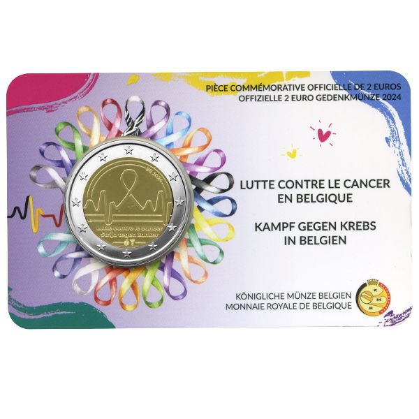 BU : 2 EURO COMMEMORATIVE 2024 COINCARD : BELGIQUE - LUTTE CONTRE LE CANCER  (Version française))