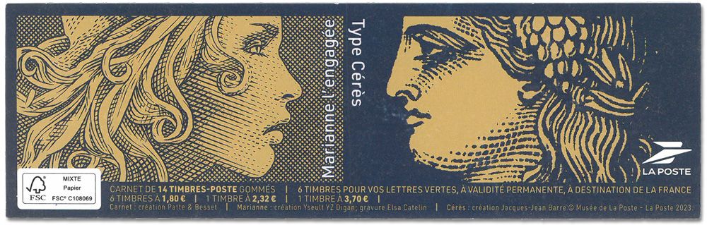 n° 1535 (n° 5834/5837) - Timbre France Carnets Divers (Marianne et l'Europe)