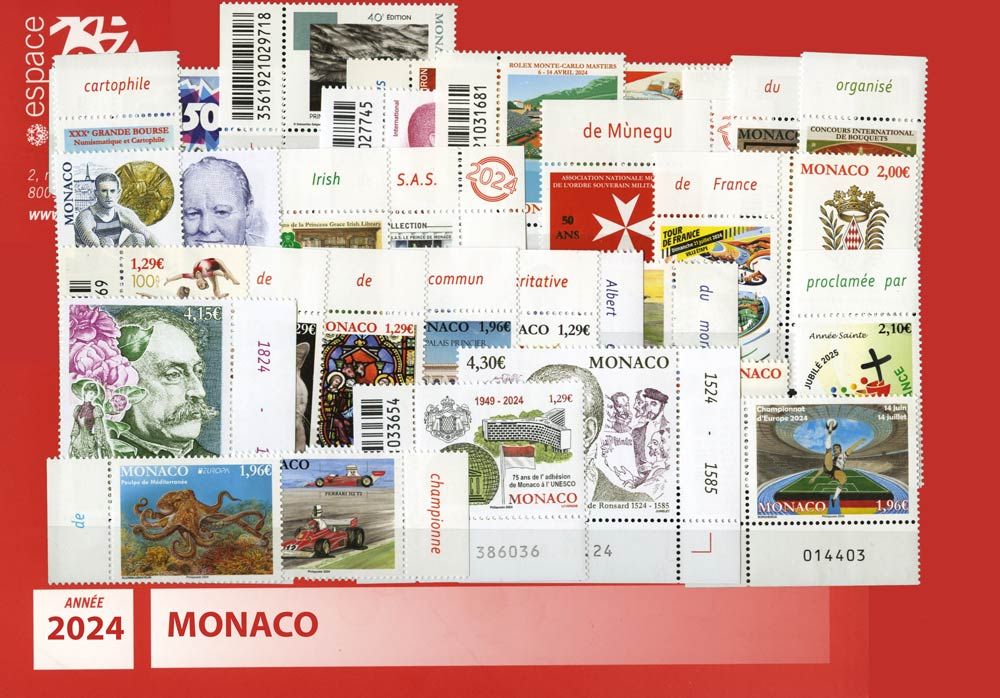 n° 3412/F3469 - Timbre Monaco Année complète (2024)