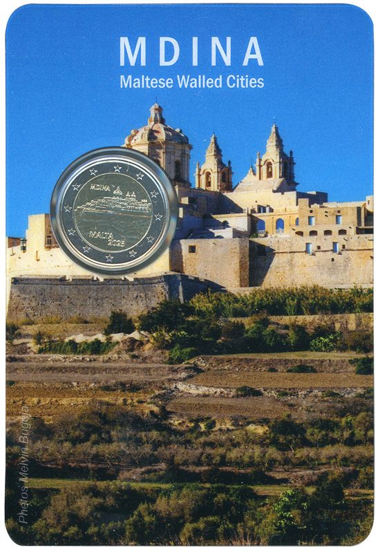 BU : 2 EURO COMMEMORATIVE 2025 : MALTE (Ville Fortifiée de Mdina)