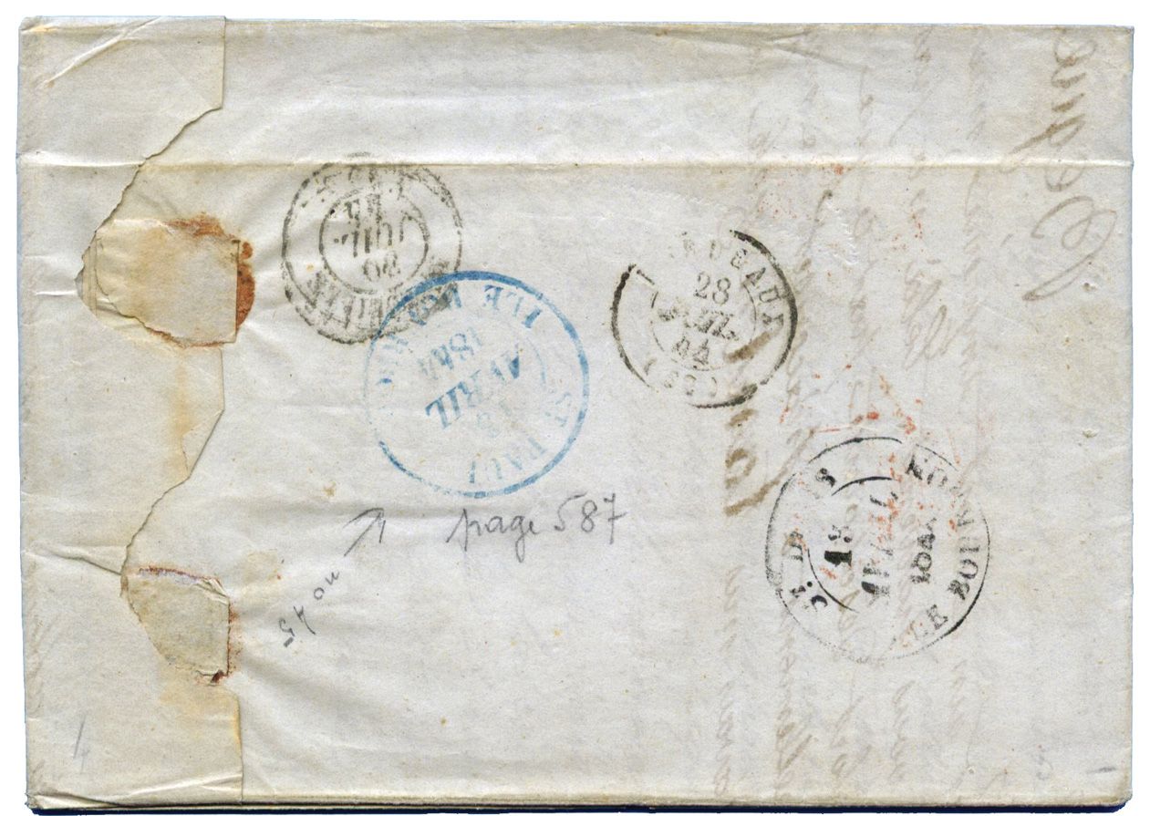 France : Lettre de St Paul (ILE BOURBON) 13/04/1884 avec correspondance pour MARSEILLE