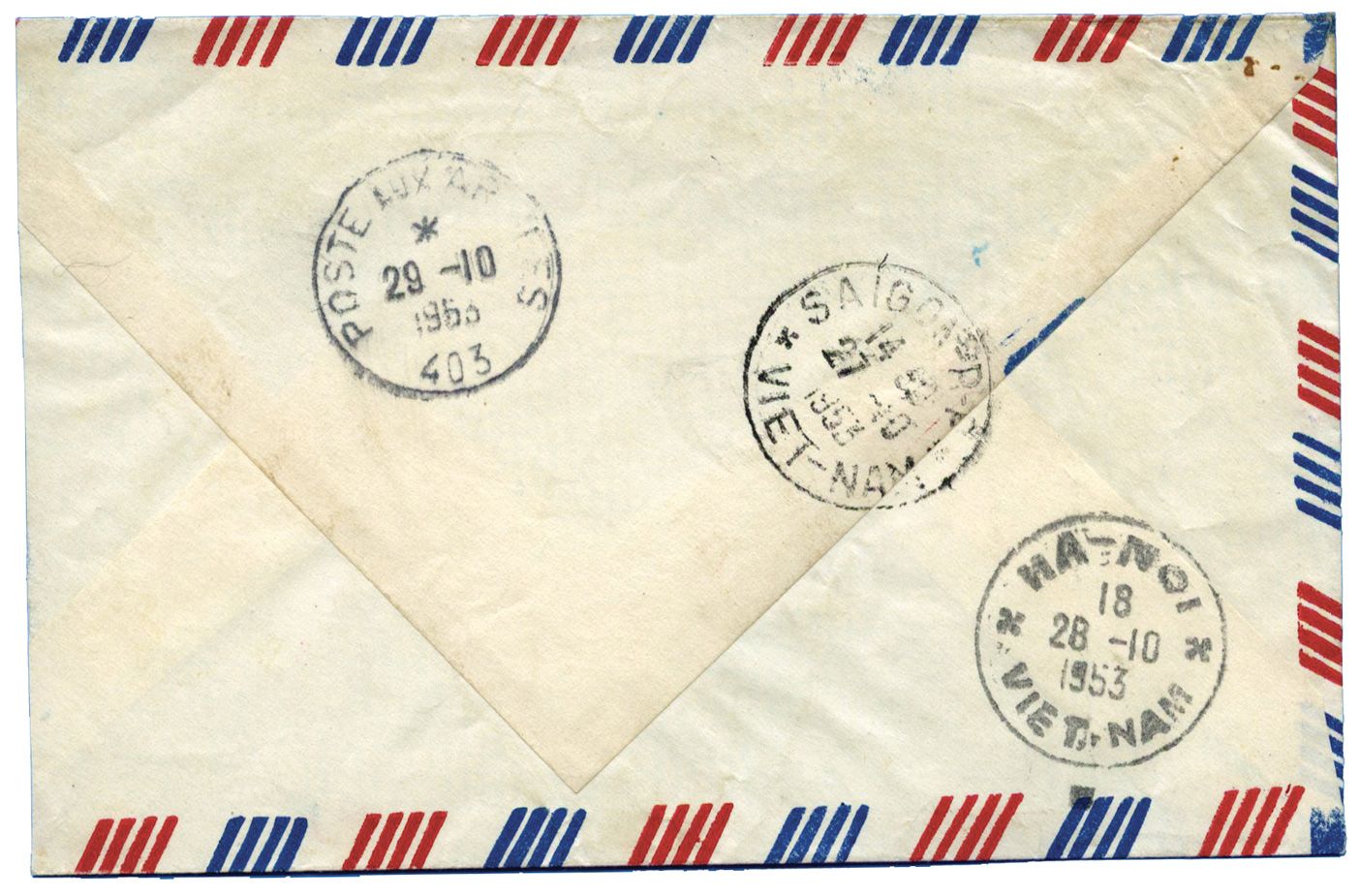 Vietnam : Affranchissement composé en Rec. de GIADINH 27/10/53 pour la POSTE AUX ARMEES 29/10/53