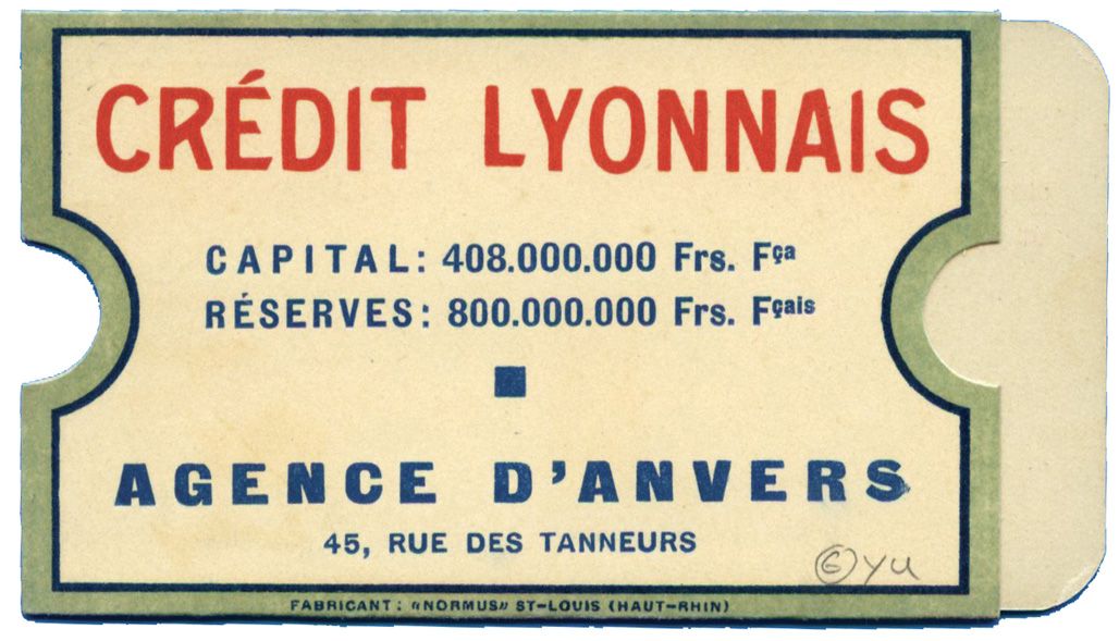 Belgique : Carte privée du Crédit Lyonnais à BRUXELLES