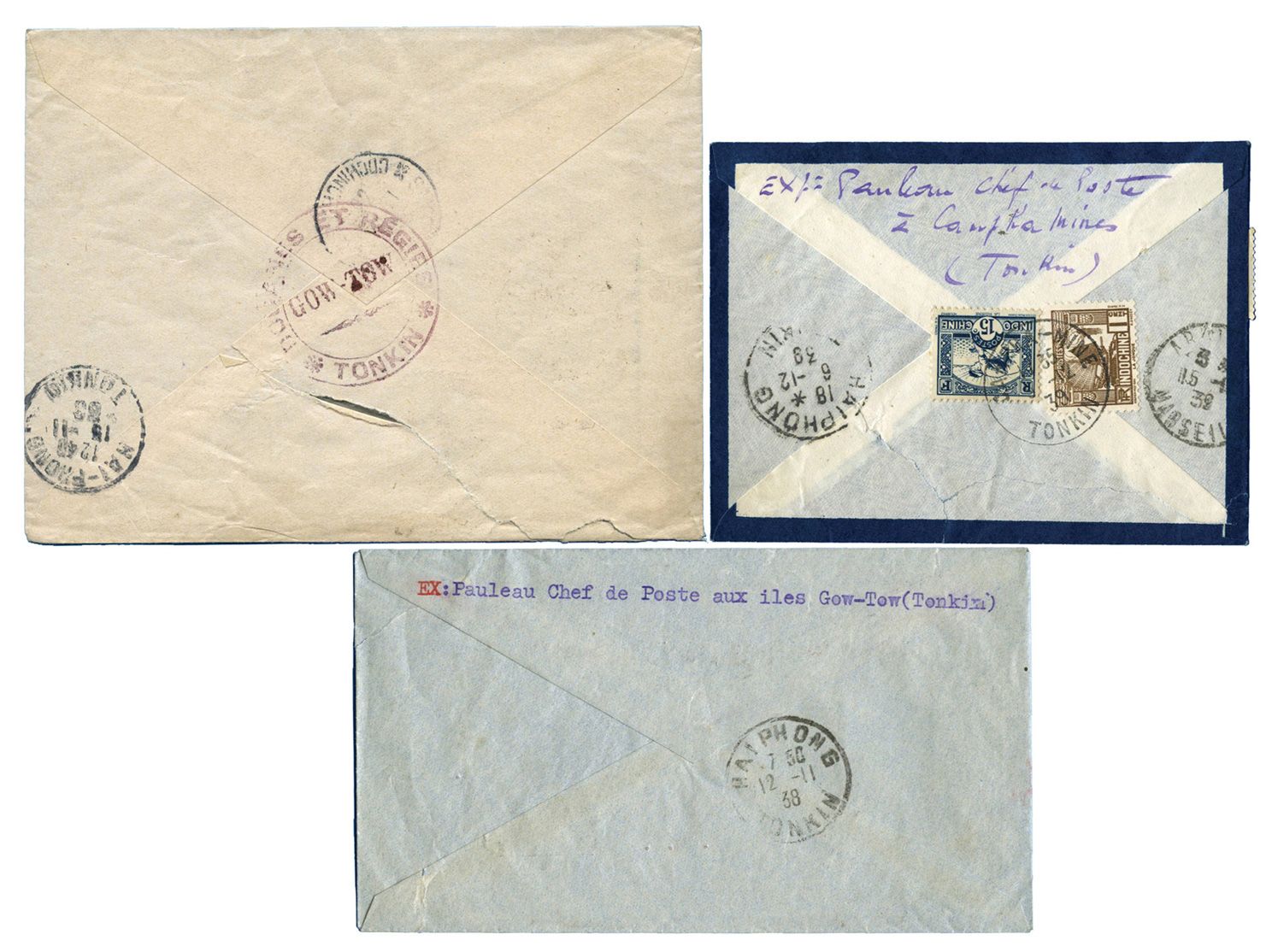 Indochine : Ensemble de 3 plis Rec. PORT WALLUT (2) et CAMPHA MINE