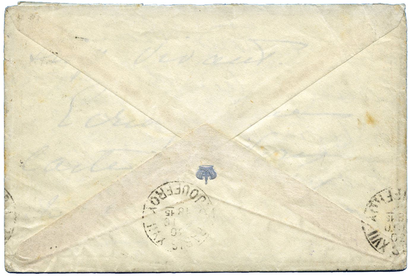 France : Lettre d´un grand Duc de la cour de RUSSIE avec cachet impérial violet + enveloppe