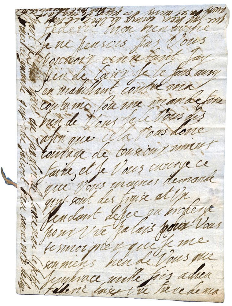 France : FERMETURE DE LETTRE. L.A.S. d´Elizabeth de NASSAN au Prince de SEDAN, son fils. Cachet de cire et fils de soie floche rose.