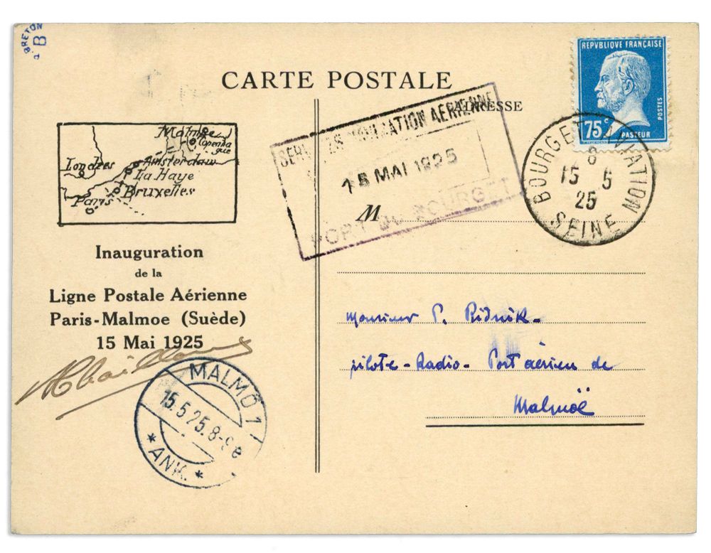 France  : 2 cartes de l´inauguration Paris-Malmo et son retour