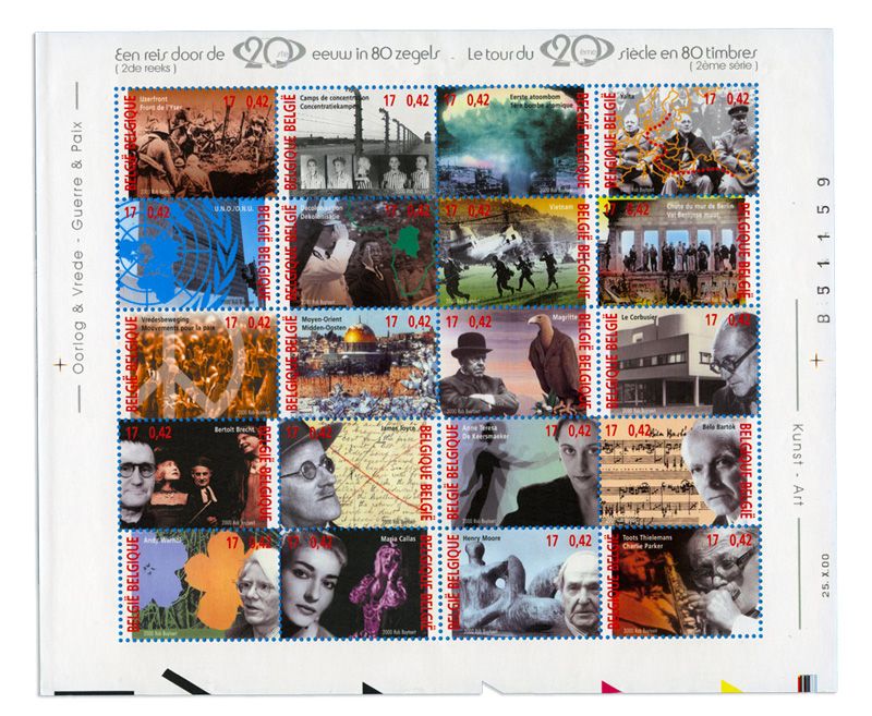 n° 2855/2874, 2940/2959, 3019/3038** - Timbre BELGIQUE Poste