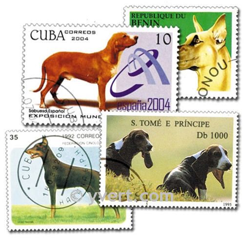 DOGS: envelope of 200 stamps