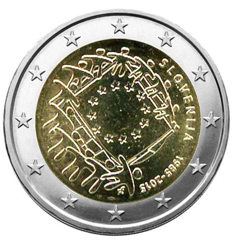 2 EURO COMMEMORATIVE 2015 : SLOVENIE (30E ANNIVERSAIRE DU DRAPEAU EUROPEEN)