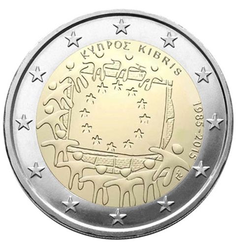 2 EURO COMMEMORATIVE 2015 : CHYPRE (30E ANNIVERSAIRE DU DRAPEAU EUROPEEN)