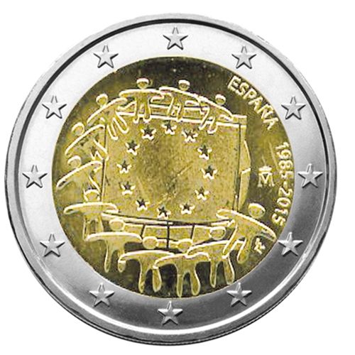 2 EURO COMMEMORATIVE 2015 : ESPAGNE (30E ANNIVERSAIRE DU DRAPEAU EUROPEEN)