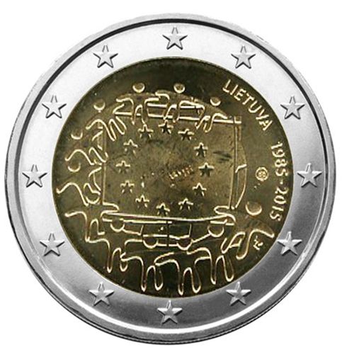 2 EURO COMMEMORATIVE 2015 : LITUANIE (30E ANNIVERSAIRE DU DRAPEAU EUROPEEN)