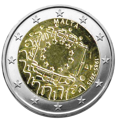 2 EURO COMMEMORATIVE 2015 : MALTE (30E ANNIVERSAIRE DU DRAPEAU EUROPEEN)