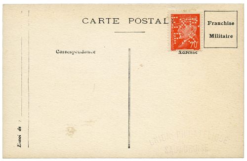 France : Libération 70 c. Pétain perforé EXP.P.S (Saumur)