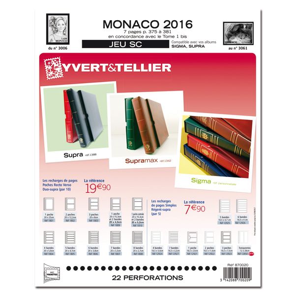 MONACO SC : 2016 (JEUX AVEC POCHETTES)