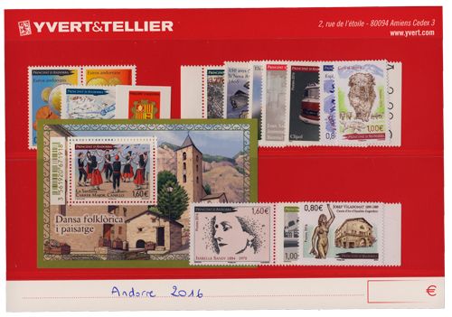 n° 777/792 -  Timbre Andorre Année complète (2016)