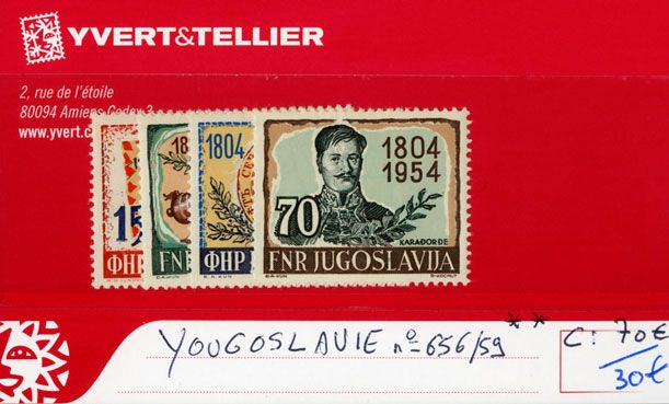 YOUGOSLAVIE - n°656/659**