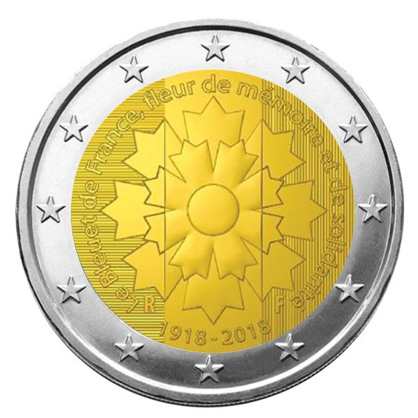 2 EURO COMMEMORATIVE 2018 : FRANCE (ARMISTICE ET BLEUET)